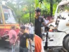 KSRTC ബസ്സും ട്രാവലറും കൂട്ടിയിടിച്ച് അപകടം